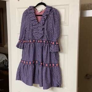 Gretchen Scott Designs Blue and Orange Geometric Dress